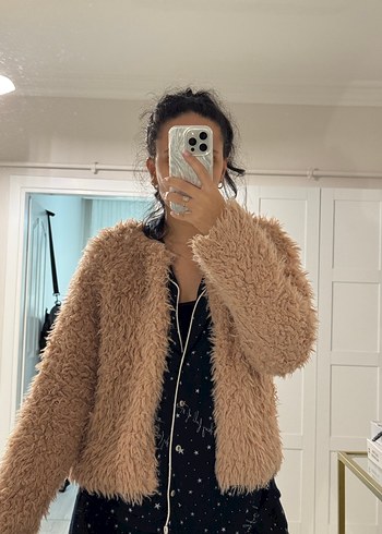 Stradivarius Pudra Kadın Peluş Midi Ceket