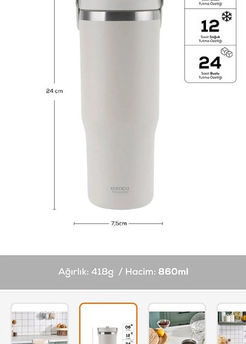 Karaca Star Ice 862 ml Termos - Görsel 6