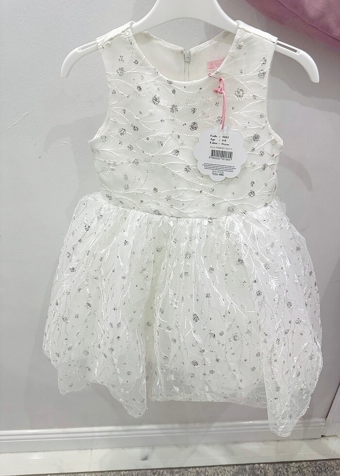 5 YAŞ KIZ ÇOCUK TÜLLÜ BEYAZ ELBİSE (ETİKETLİ) - Görsel 2