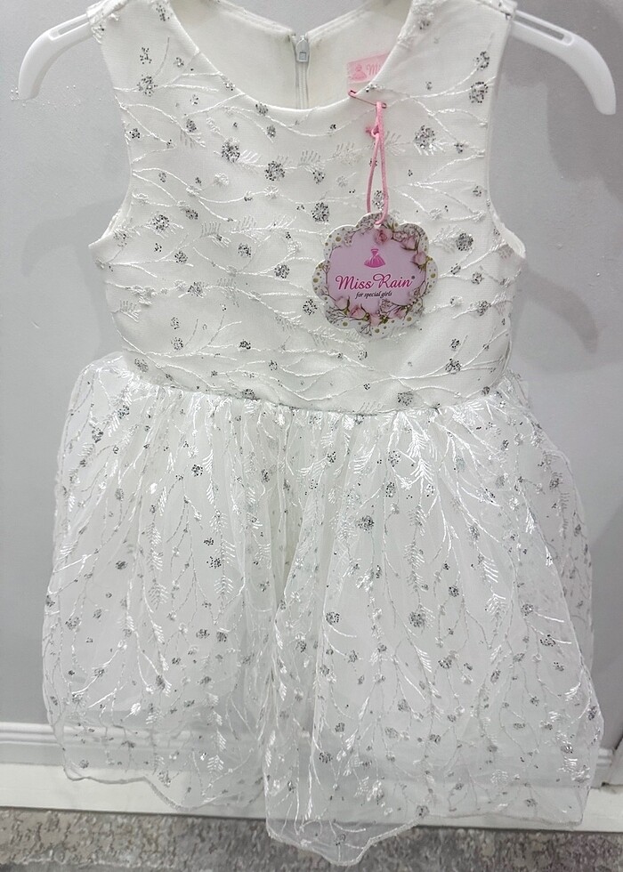 5 YAŞ KIZ ÇOCUK TÜLLÜ BEYAZ ELBİSE (ETİKETLİ) - Görsel 3