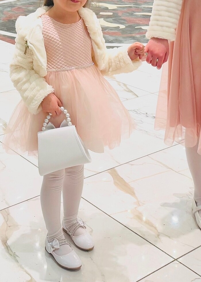 PUDRA CEKETLİ TÜLLÜ 4 YAŞ ELBİSE - Görsel 3