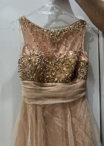 Pudra Pembe Payetli Uzun Kabarık Abiye/Nişan Elbise - Görsel 5