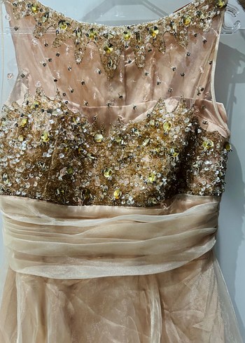 Pudra Pembe Payetli Uzun Kabarık Abiye/Nişan Elbise - Görsel 4