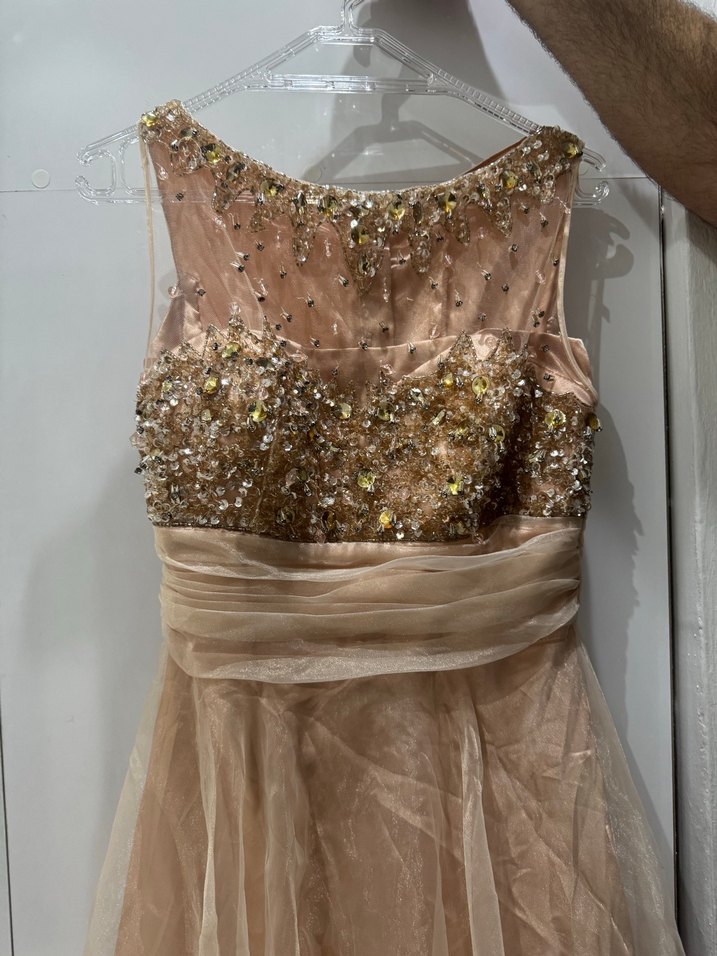 Pudra Pembe Payetli Uzun Kabarık Abiye/Nişan Elbise - Görsel 5