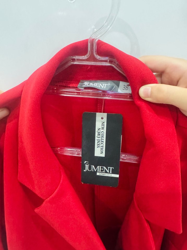 Etiketli Yeni 38 Beden Jument Kemer Detaylı Kırmızı Midi Elbise - Görsel 5