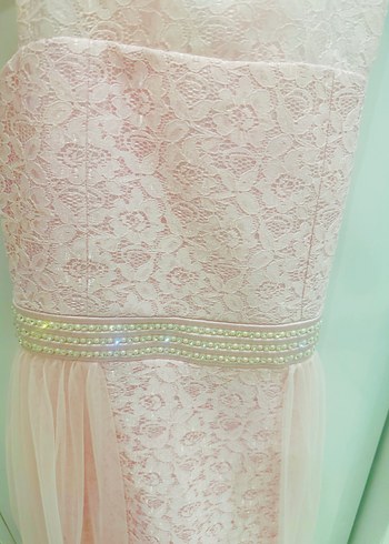 Pembe Tüllü Dantel Detaylı Kız Çocuk Elbisesi - Görsel 6