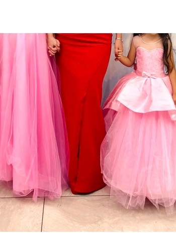 Pembe Drapeli Tarlatanlı Kabarık Straplez Kız Çocuk Abiye - Görsel 6