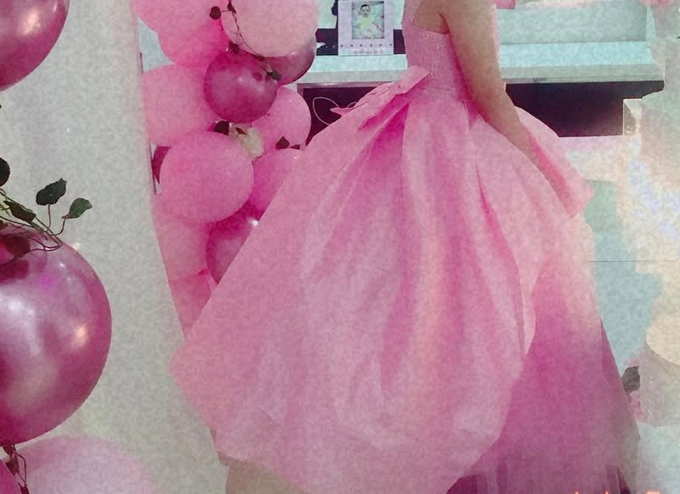 Pembe Drapeli Tarlatanlı Kabarık Straplez Kız Çocuk Abiye - Görsel 3