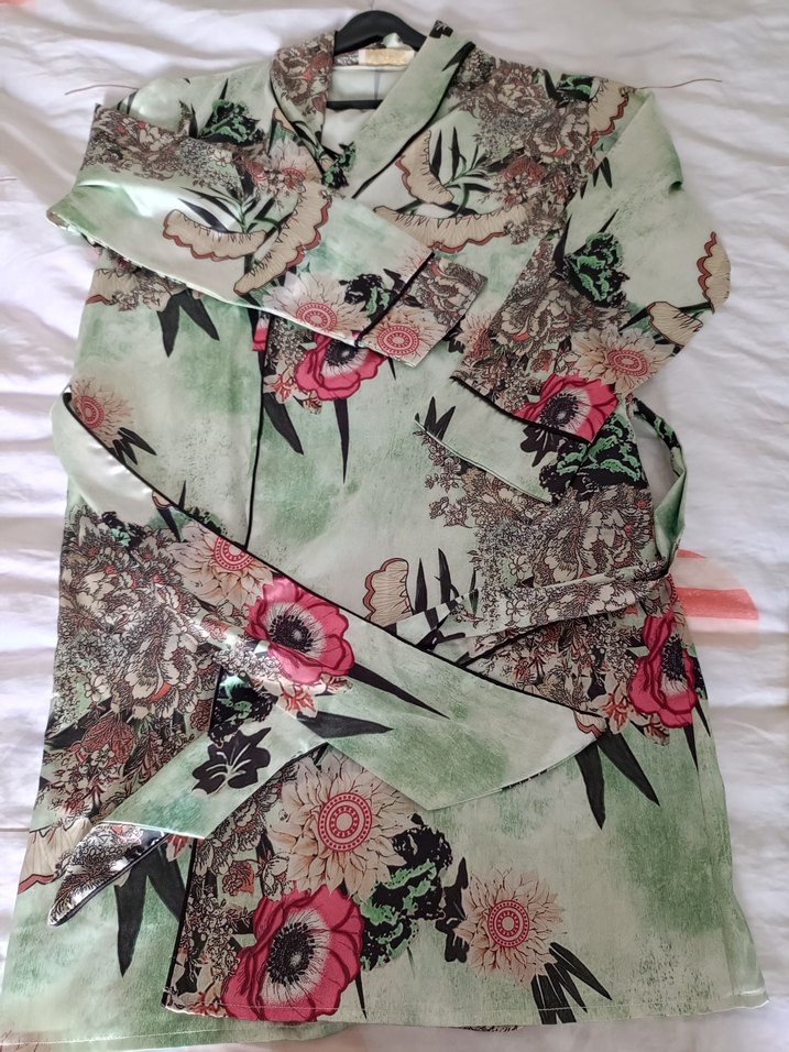 Uzun, Baskılı, Salaş Kadın sabahlık - Görsel 5