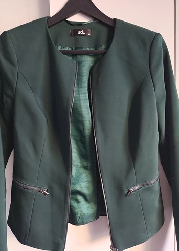 Fermuarlı Koyu Yeşil Kadın Blazer Ceket - Görsel 2