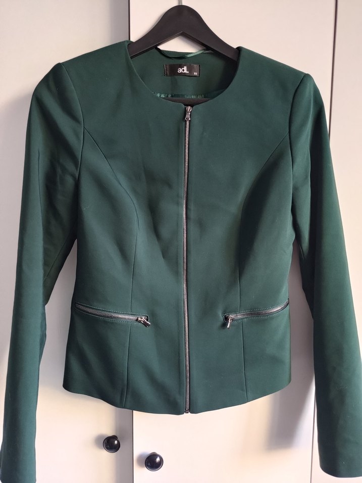 Fermuarlı Koyu Yeşil Kadın Blazer Ceket - Görsel 5