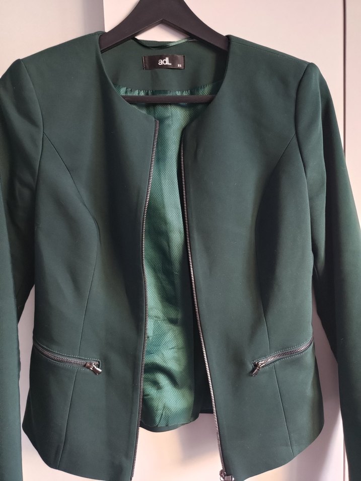 Fermuarlı Koyu Yeşil Kadın Blazer Ceket - Görsel 2