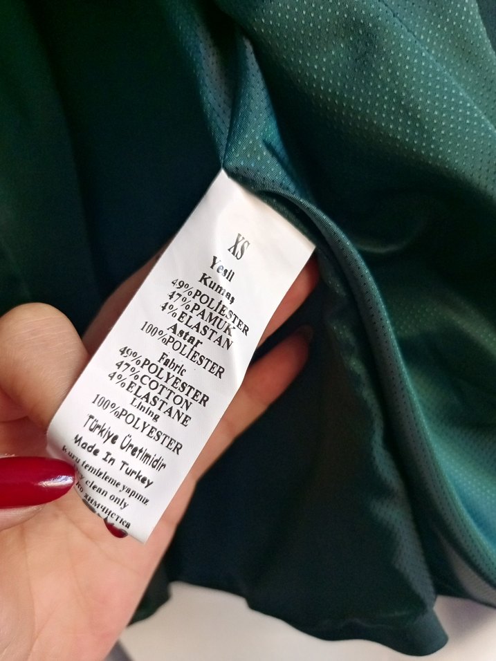 Fermuarlı Koyu Yeşil Kadın Blazer Ceket - Görsel 4