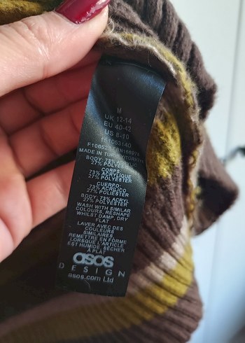 Kadın Kahverengi Çizgili Örgü Hırka - Görsel 5