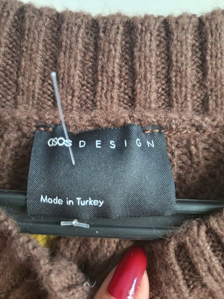 Kadın Kahverengi Çizgili Örgü Hırka - Görsel 4