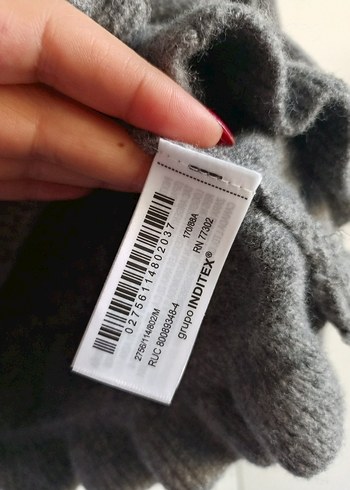 Düğmeli Gri Yün Kadın Hırka - Görsel 4