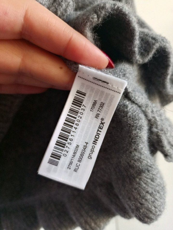 Düğmeli Gri Yün Kadın Hırka - Görsel 4