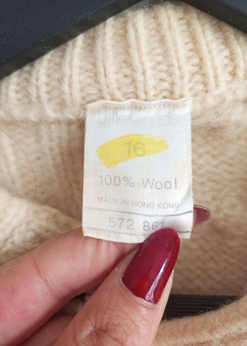 Kadın Bej Örgü Vintage Hırka - Görsel 4