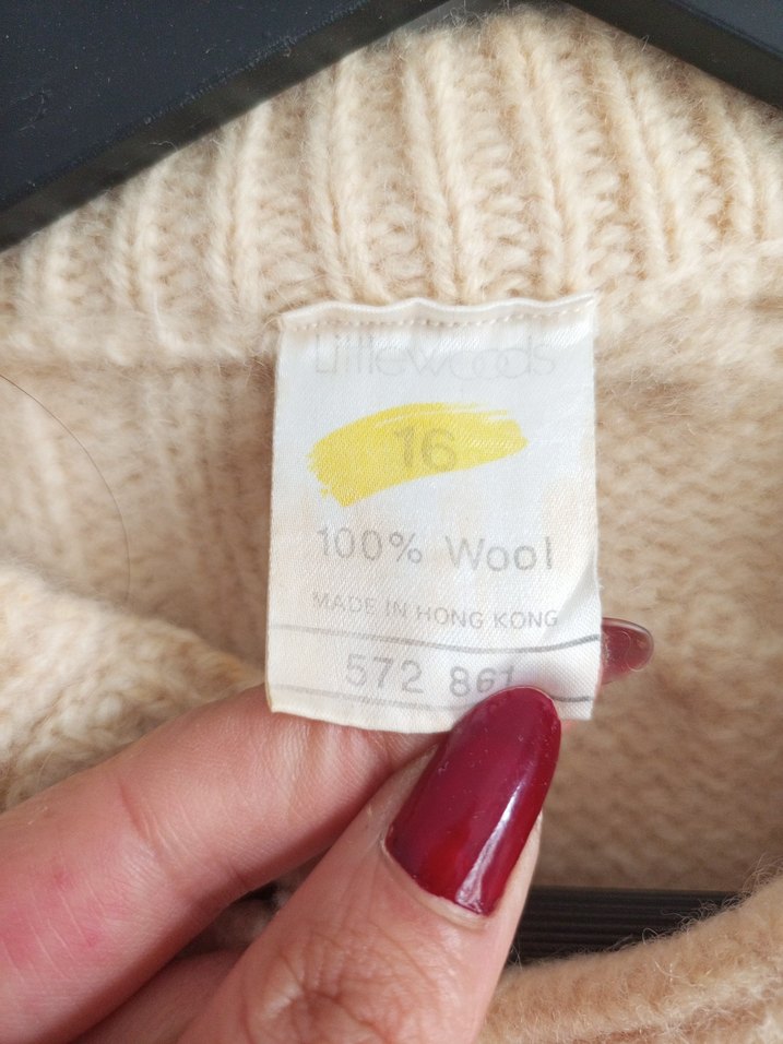 Kadın Bej Örgü Vintage Hırka - Görsel 4