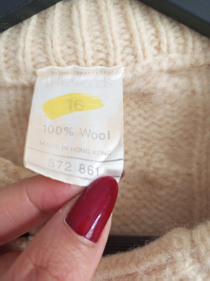 Kadın Bej Örgü Vintage Hırka - Görsel 5