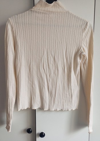 Beyaz Balıkçı Yaka Triko Kadın Kazak - Görsel 5