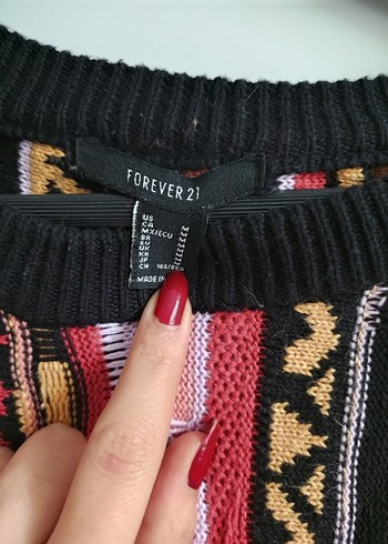 Renkli Desenli Bohem Kadın Kazak - Görsel 3