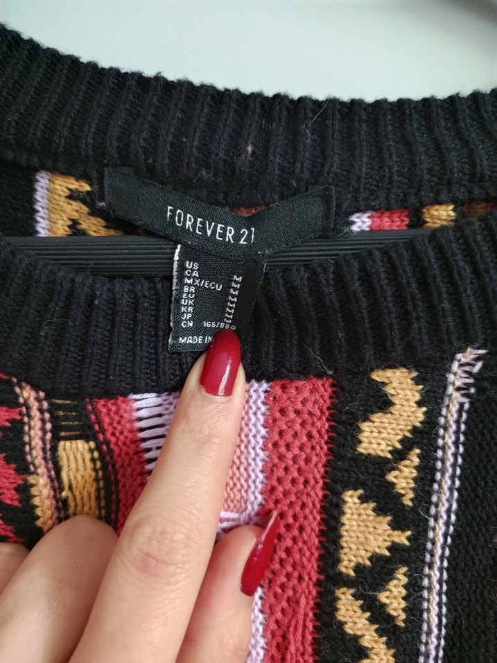 Renkli Desenli Bohem Kadın Kazak - Görsel 3