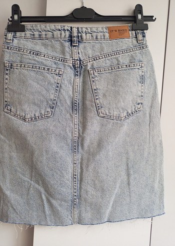 Yırtık Detaylı Midi Denim Etek - Görsel 4