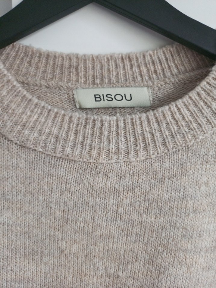 Bej Kadın Örgü Yün Kazak - Görsel 3