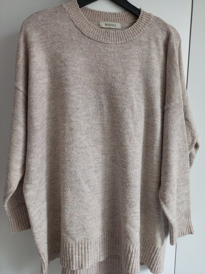 Bej Kadın Örgü Yün Kazak - Görsel 2