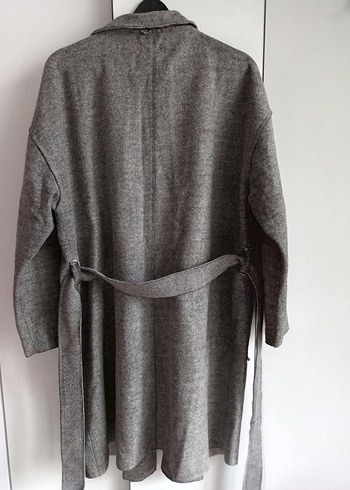 Gri Uzun Kadın Kaban - Görsel 6