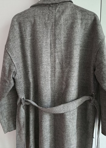 Gri Uzun Kadın Kaban - Görsel 7