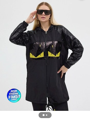 Pul Detaylı Midi Siyah Kadın Ceket - Görsel 7