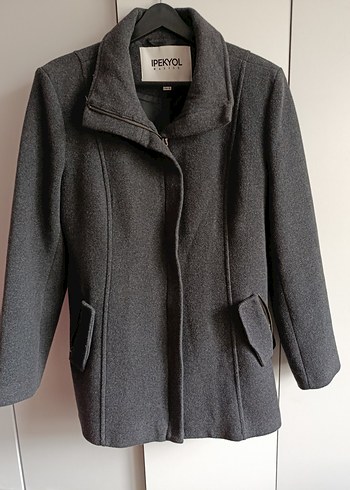 IPEKYOL Gri Klasik Yün Kaban - Görsel 2
