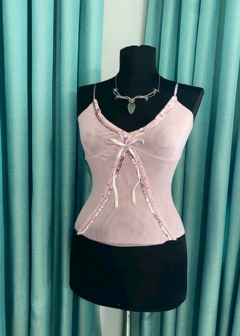 Pembe Dantel Detaylı V Yaka Strappy Büstiyer - Görsel 7