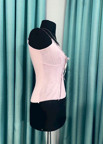 Pembe Dantel Detaylı V Yaka Strappy Büstiyer - Görsel 3