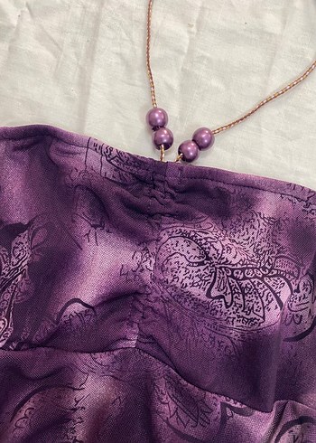 s Beden Mor Drapeli Mini Halter Yaka Büstiyer