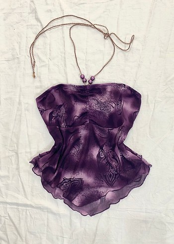 Diğer Mor Drapeli Mini Halter Yaka Büstiyer