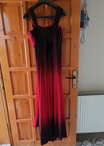 42 Beden Bordo Strappy Uzun Drapeli Kadın Elbise