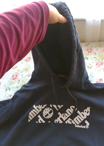 Mavi Kapüşonlu Baskılı Kız Sweatshirt - Görsel 3