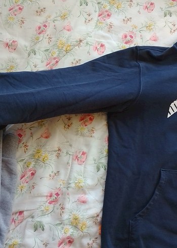 Mavi Kapüşonlu Baskılı Kız Sweatshirt - Görsel 2