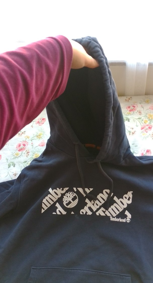 Mavi Kapüşonlu Baskılı Kız Sweatshirt - Görsel 3