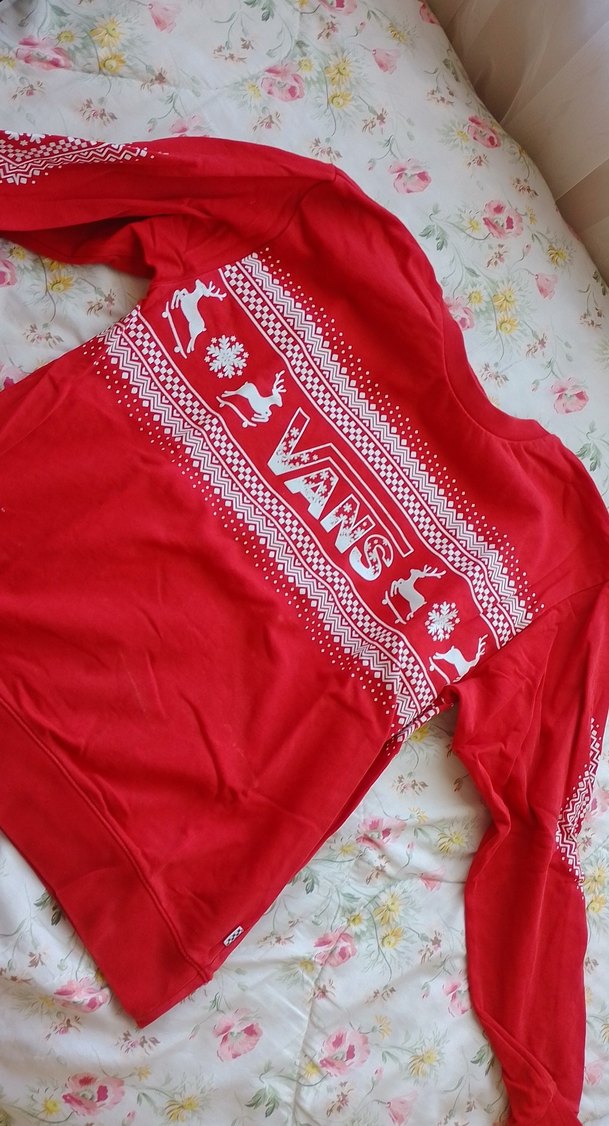 Kız Çocuk Kırmızı Vans Desenli Uzun Kollu Tişört - Görsel 5