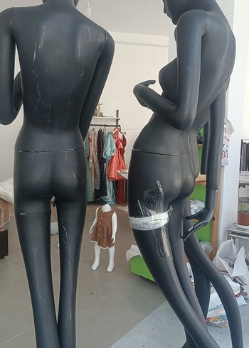 diğer Beden Uzun Siyah Modern Artistik Seramik Kadın Mankeni 3'lü