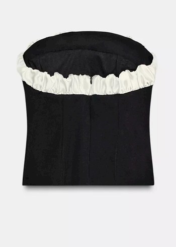 Siyah fiyonklu Straplez Mini Bustiyer - Görsel 3