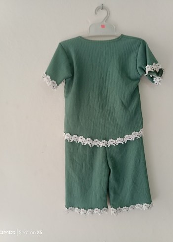 Diğer Dantel Detaylı Yeşil Kız Bebek Takımı