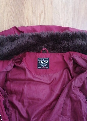 xl Beden bordo Renk Vena Bordo Kadın Kışlık Kürklü Mont