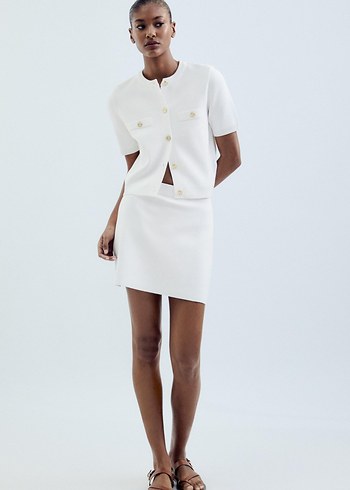 Zara kısa kollu beyaz hırka - Görsel 3