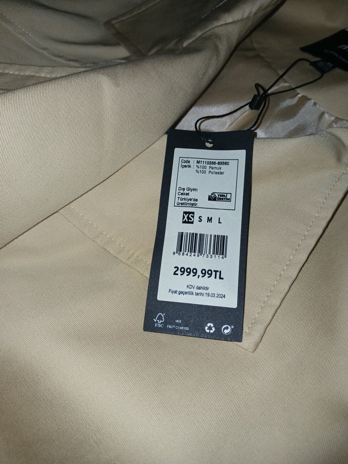 Mavi uzun bej trençkot - Görsel 3