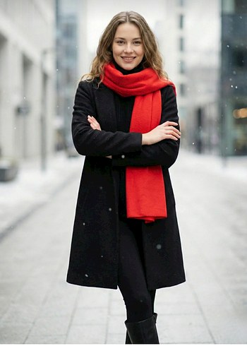 Siyah Kadın Midi Kaban - Görsel 2